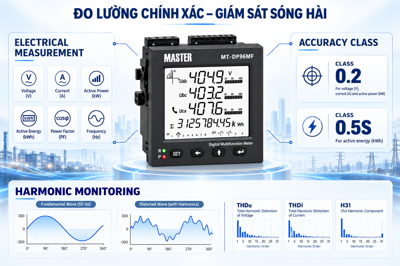 Thông số kỹ thuật đồng hồ Master MT-DP96MF và chức năng đo điện
