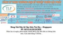Bảng giá dây cáp điện Taisin