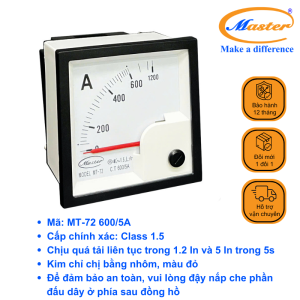 Đồng Hồ Đo Ampe MT-72 600/5A Master
