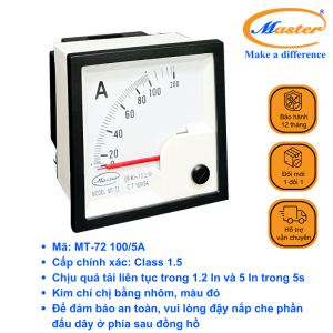 Đồng Hồ Đo Ampe MT-72 100/5A Master