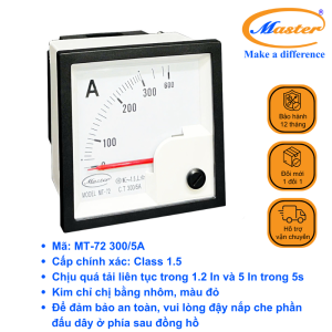 Đồng Hồ Đo Ampe MT-72 300/5A Master