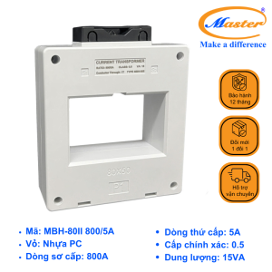 Biến Dòng Đo Lường Hộp Nhựa MBH-80II 800/5A Master