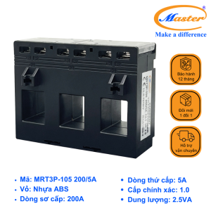 Biến Dòng Đo Lường Hộp Nhựa 3 Pha MRT3P-105 200/5A Master