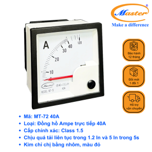 Đồng Hồ Đo Ampe Trực Tiếp MT-72 40A Master
