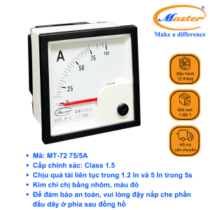 Đồng Hồ Đo Ampe MT-72 75/5A Master