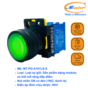 Nút Nhấn ON Có Đèn Màu Xanh Lá Master - Loại Tự Giữ