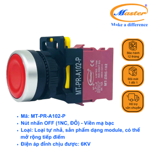 Nút Nhấn OFF Màu Đỏ Master - Viền Mạ Bạc