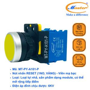 Nút Nhấn RESET Màu Vàng Master - Viền Mạ Bạc