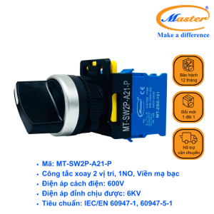 Công Tắc Xoay 2 Vị Trí Master - Viền Mạ Bạc