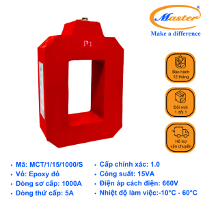 Biến Dòng Đo Lường MCT 1000/5A Master - Đúc Epoxy Vuông Đỏ