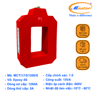 Biến Dòng Đo Lường MCT 1200/5A Master - Đúc Epoxy Vuông Đỏ