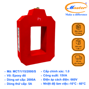 Biến Dòng Đo Lường MCT 2000/5A Master - Đúc Epoxy Vuông Đỏ