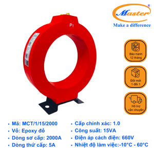 Biến Dòng Đo Lường MCT 2000/5A Master - Đúc Epoxy Tròn Đỏ