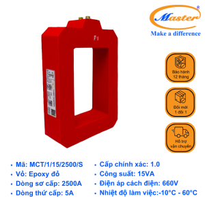Biến Dòng Đo Lường MCT 2500/5A Master - Đúc Epoxy Vuông Đỏ