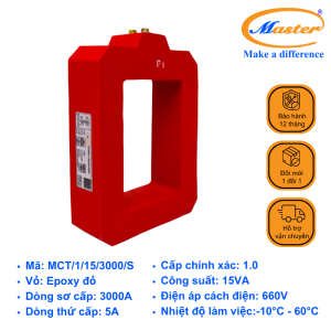Biến Dòng Đo Lường MCT 3000/5A Master - Đúc Epoxy Vuông Đỏ