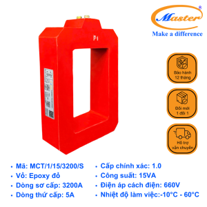 Biến Dòng Đo Lường MCT 3200/5A Master - Đúc Epoxy Vuông Đỏ