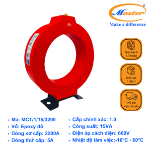 Biến Dòng Đo Lường MCT 3200/5A Master - Đúc Epoxy Tròn Đỏ
