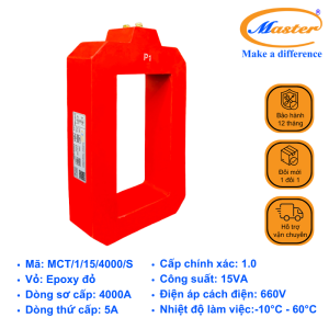 Biến Dòng Đo Lường MCT 4000/5A Master - Đúc Epoxy Vuông Đỏ