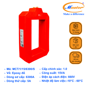 Biến Dòng Đo Lường MCT 6300/5A Master - Đúc Epoxy Vuông Đỏ