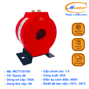 Biến Dòng Đo Lường MCT 150/5A Master - Đúc Epoxy Tròn Đỏ