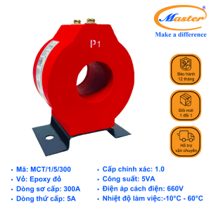 Biến Dòng Đo Lường MCT 300/5A Master - Đúc Epoxy Tròn Đỏ