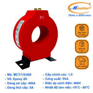 Biến Dòng Đo Lường MCT 400/5A Master - Đúc Epoxy Tròn Đỏ