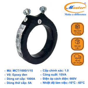 Biến Dòng Đo Lường MCT 1000/5A Master - Đúc Epoxy Tròn Đen