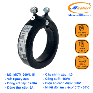 Biến Dòng Đo Lường MCT 1200/5A Master - Đúc Epoxy Tròn Đen