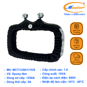 Biến Dòng Đo Lường MCT 1250/5A Master - Đúc Epoxy Vuông Đen