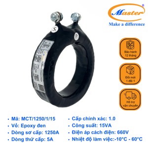 Biến Dòng Đo Lường MCT 1250/5A Master - Đúc Epoxy Tròn Đen