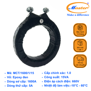 Biến Dòng Đo Lường MCT 1600/5A Master - Đúc Epoxy Tròn Đen