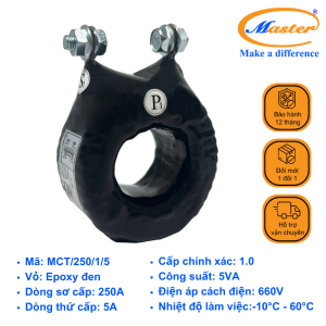 Biến Dòng Đo Lường MCT 250/5A Master - Đúc Epoxy Tròn Đen