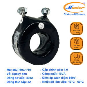 Biến Dòng Đo Lường MCT 400/5A 10VA Master - Đúc Epoxy Tròn Đen