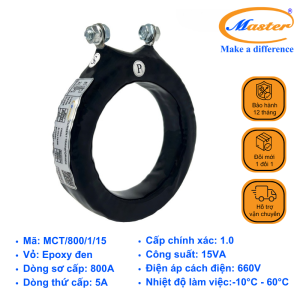 Biến Dòng Đo Lường MCT 800/5A Master - Đúc Epoxy Tròn Đen