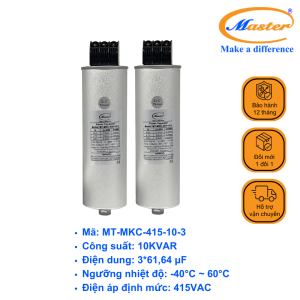 Tụ Bù Chống Cháy Nổ Master Tròn Loại Khô 3P 10KVAR 415VAC