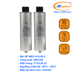 Tụ Bù Chống Cháy Nổ Master Tròn Loại Khô 3P 20KVAR 415VAC