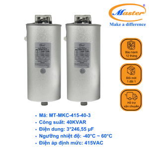 Tụ Bù Chống Cháy Nổ Master Tròn Loại Khô 3P 40KVAR 415VAC