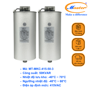 Tụ Bù Chống Cháy Nổ Master Tròn Loại Khô 3P 50KVAR 415VAC