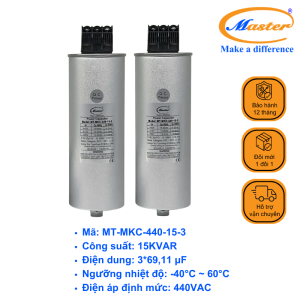 Tụ Bù Chống Cháy Nổ Master Tròn Loại Khô 3P 15KVAR 440VAC