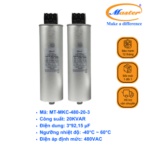 Tụ Bù Chống Cháy Nổ Master Tròn Loại Khô 3P 20KVAR 480VAC