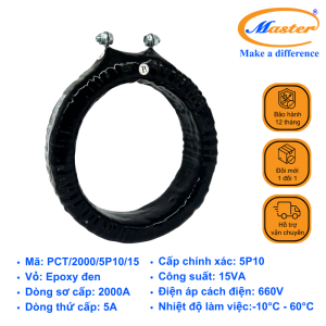 Biến Dòng Bảo Vệ PCT 2000/5A Master - Đúc Epoxy Tròn Đen