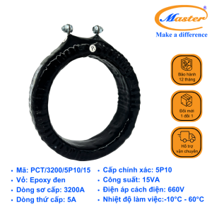 Biến Dòng Bảo Vệ PCT 3200/5A Master - Đúc Epoxy Tròn Đen