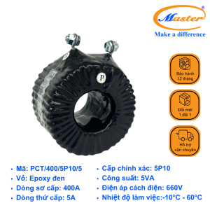 Biến Dòng Bảo Vệ PCT 400/5A Master - Đúc Epoxy Tròn Đen