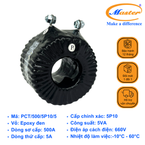 Biến Dòng Bảo Vệ PCT 500/5A Master - Đúc Epoxy Tròn Đen