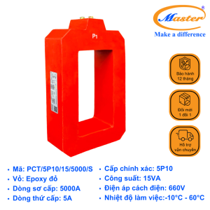 Biến Dòng Bảo Vệ PCT 5000/5A Master - Đúc Epoxy Vuông Đỏ