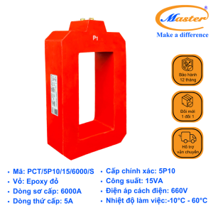 Biến Dòng Bảo Vệ PCT 6000/5A Master - Đúc Epoxy Vuông Đỏ