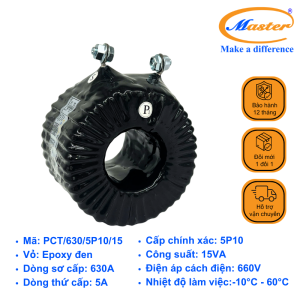 Biến Dòng Bảo Vệ PCT 630/5A 15VA Master - Đúc Epoxy Tròn Đen