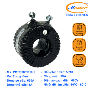 Biến Dòng Bảo Vệ PCT 630/5A Master - Đúc Epoxy Tròn Đen