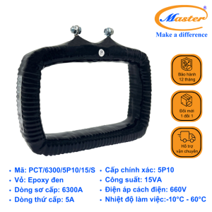 Biến Dòng Bảo Vệ PCT 6300/5A Master - Đúc Epoxy Vuông Đen