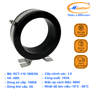 BIẾN DÒNG ĐO LƯỜNG RCT-110 1000/5A MASTER